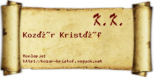 Kozár Kristóf névjegykártya